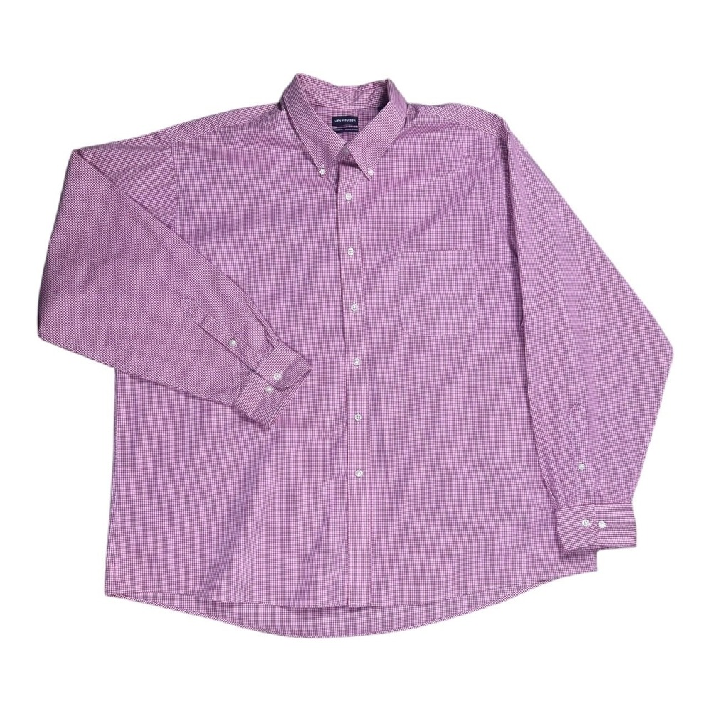 Van Heusen Men's XXL Red Plaid Button-Down Long Sleeve Collared Shirt